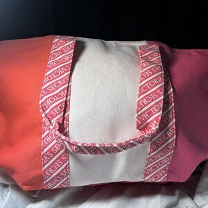 Victoria’s Secret Pink & Red Colorblock Tote Bag – Large Zip Top